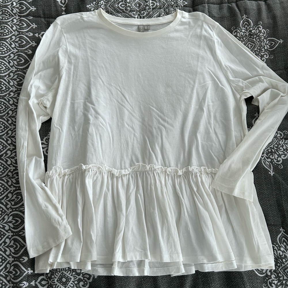 ASOS Cream Ruffle Hem Blouse